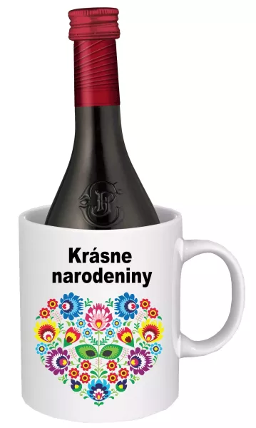 Hrnček SK s vínom - krásne narodeniny Červené víno